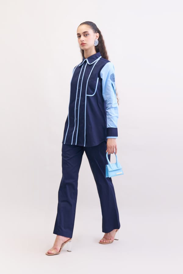 Navy Colorblock Shirt and Pants Co-ord Set — Our Love