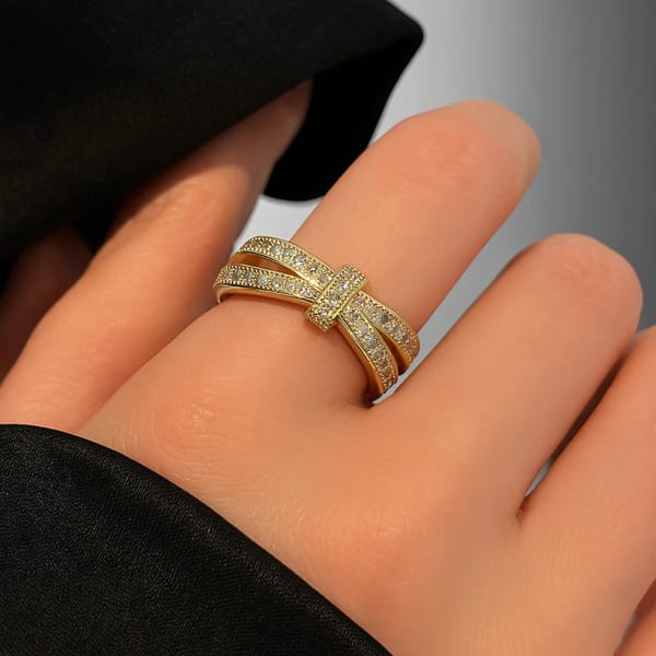Infinity Zircon Studded Statement Diamond Ring, Lea — Inaya Accessories