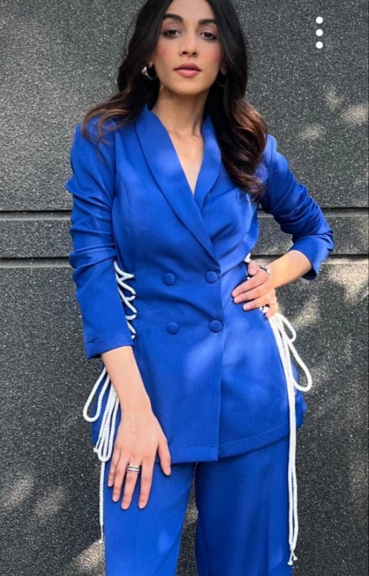 Blue Tailored Blazer and Wide-Leg Pants Co-ord Set — Younglings