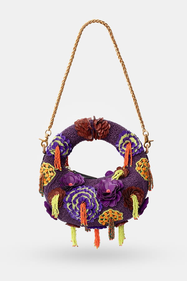 Luna Botanique Purple Mini Beaded Bag — Versuhz India