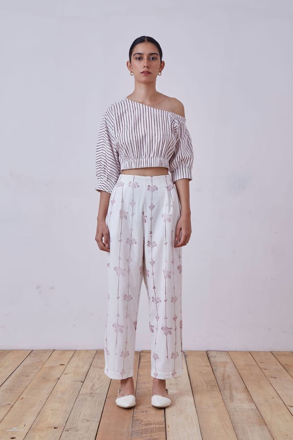 Ratan Red Hand Printed Pants — The Summer House