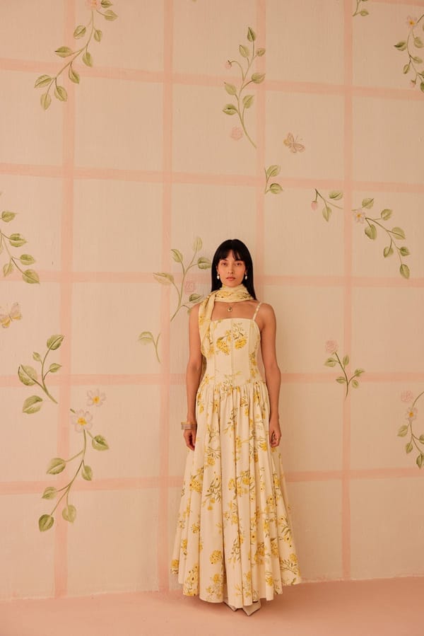 Yellow Floral Halter Neck Maxi Dress — Sage by Mala