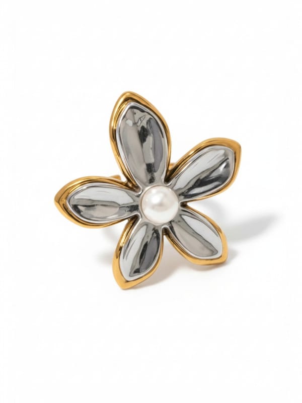 Two Tone Flower Ring — Cao Jewellery