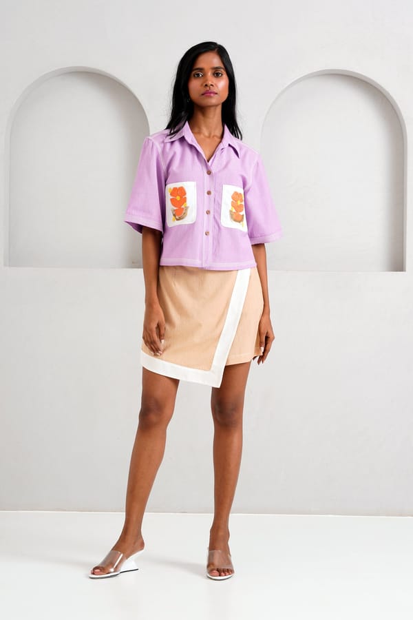 Lavender Crop Shirt and Latte Mini Skort Co-ord Set — Madder Much