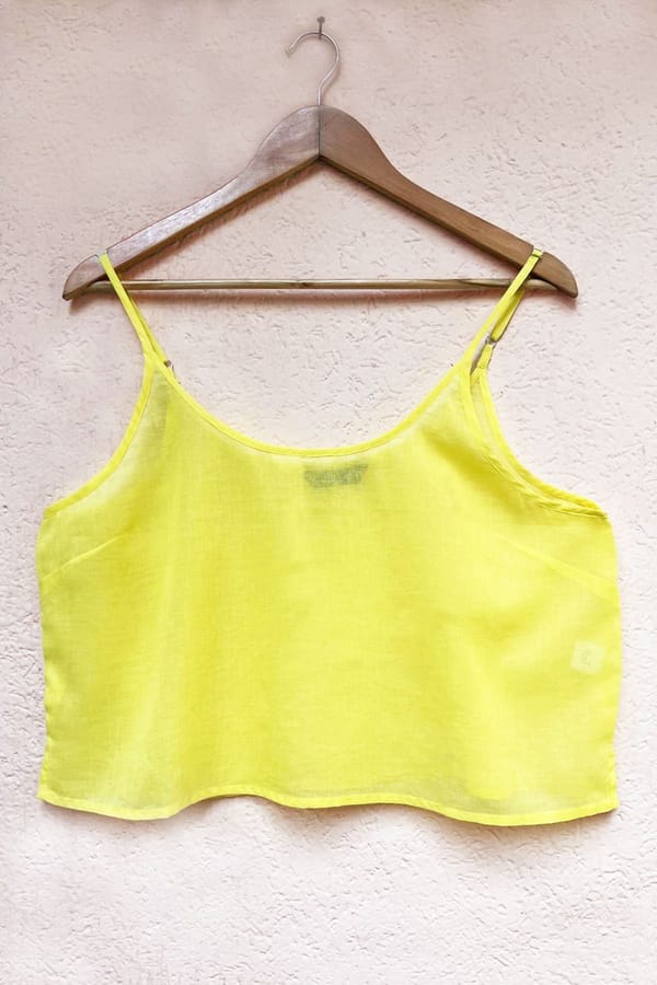 Yellow Linen Spaghetti Strap Camisole Top — YELL
