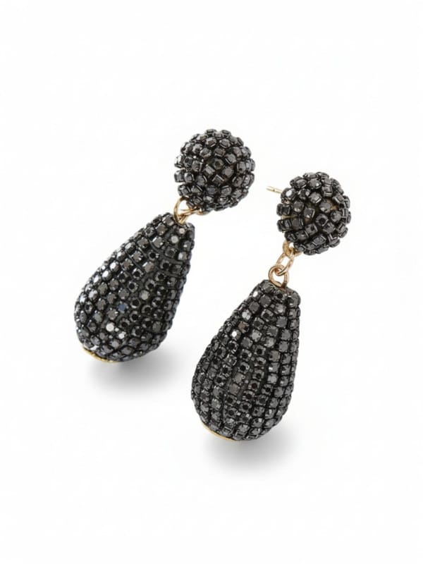 Designer Black Rhinestone Earrings — Cao Jewellery