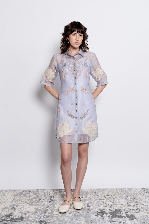 Powder Blue Amora Shirt Dress — Love Kiki