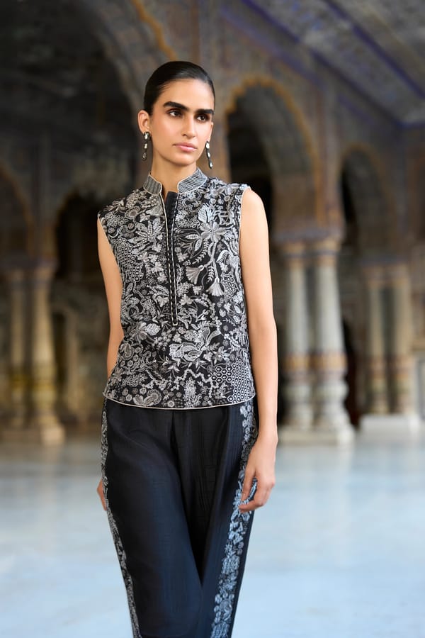 Metallic Thread Embroidered Waistcoat — Dash and Dot