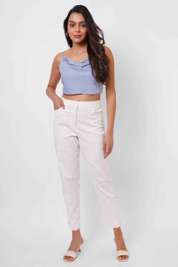 First Date Wear Sleeveless Blue Top With Back Bow — Western Era