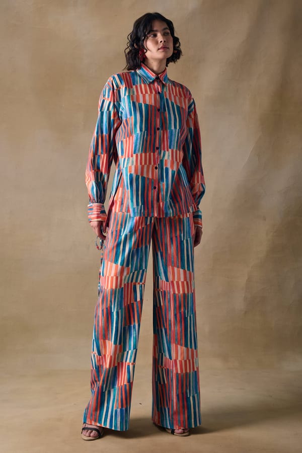 Asilah Stripe Printed Shirt and Trouser Co-ord Set — Pocketful Of Cherrie