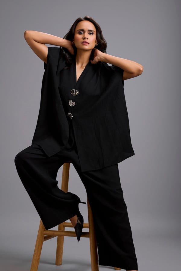 Wide-Leg Jumpsuit with Embellished Buttons — Deepika Arora