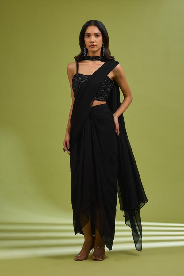 Black Saree Gown — EWOKE STUDIO