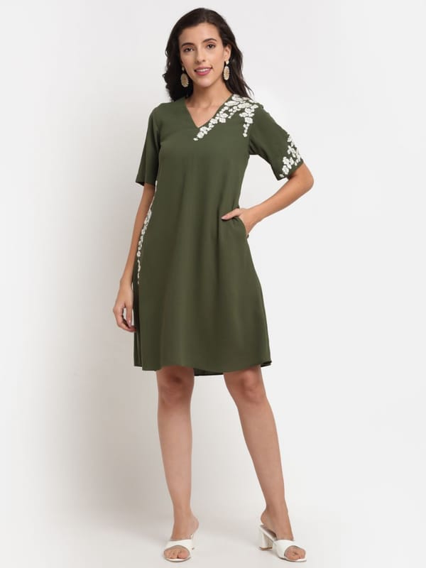 Sylvia Olive Green Dress — EWOKE STUDIO