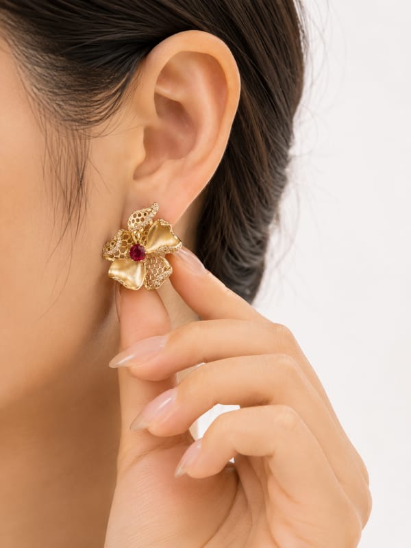 Ruby Bloom Earrings — SilvPop Jewels