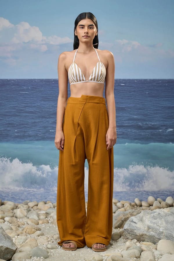 Relaxed-Fit Trousers Viscose Nylon - Caramel — Genes Lecoanet Hemant