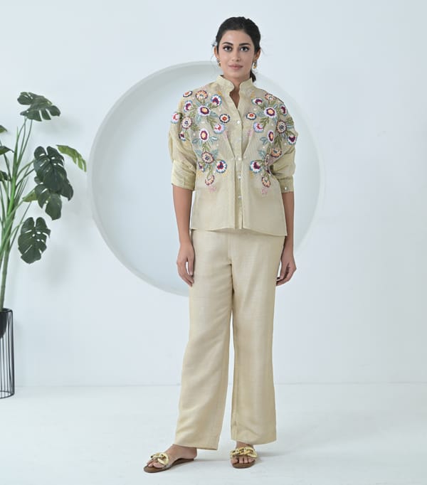 Phool-Paati Textured Organza Shirt Coord Set — RUCHIKA MALLIKA LABEL
