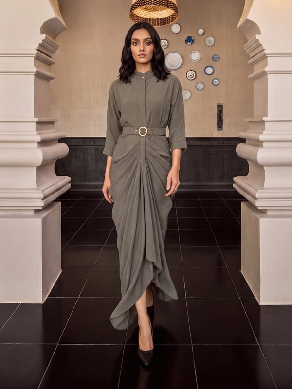 Dove Waldorf Pleated Gown — HOUSE OF FETT