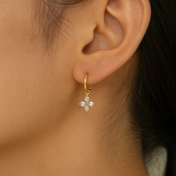 Zircon Flower Waterproof Charm Earrings — Inaya Accessories