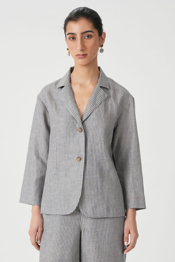 Kasane Striped Linen Jacket — The Summer House
