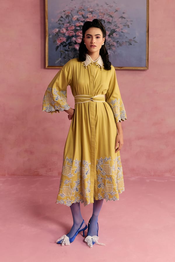 Butter Applique Dress-Yellow — SURABHI ARYA