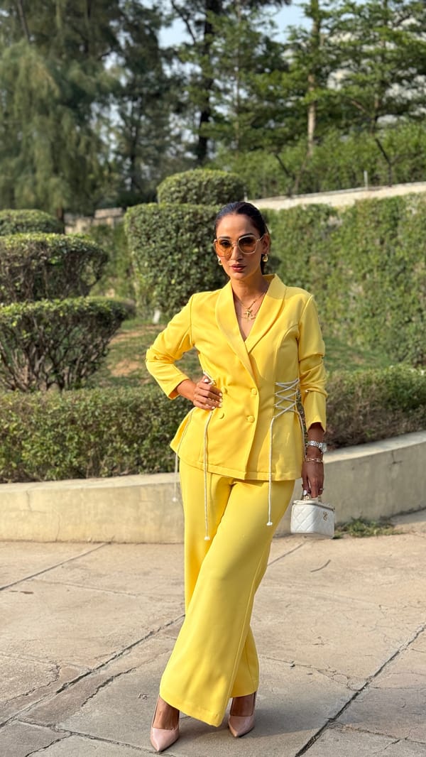 Yellow Tailored Blazer and Wide-Leg Pants Co-ord Set — Younglings