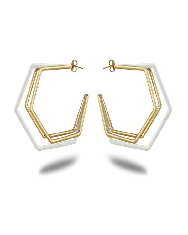 Xl Trio Enamel Gold Hoops — Varnika Arora