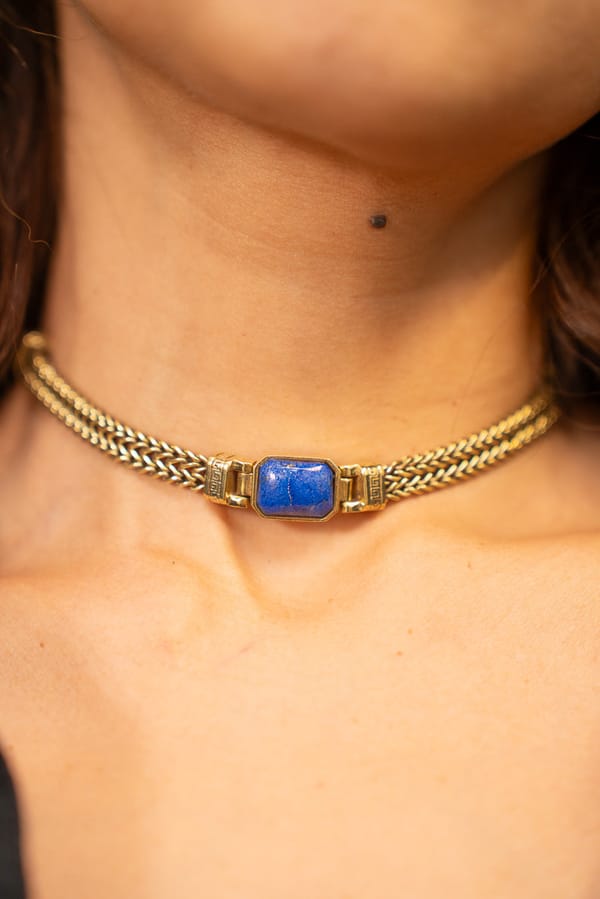 Lapis Lazuli Mesh Choker — SOUL WORKS