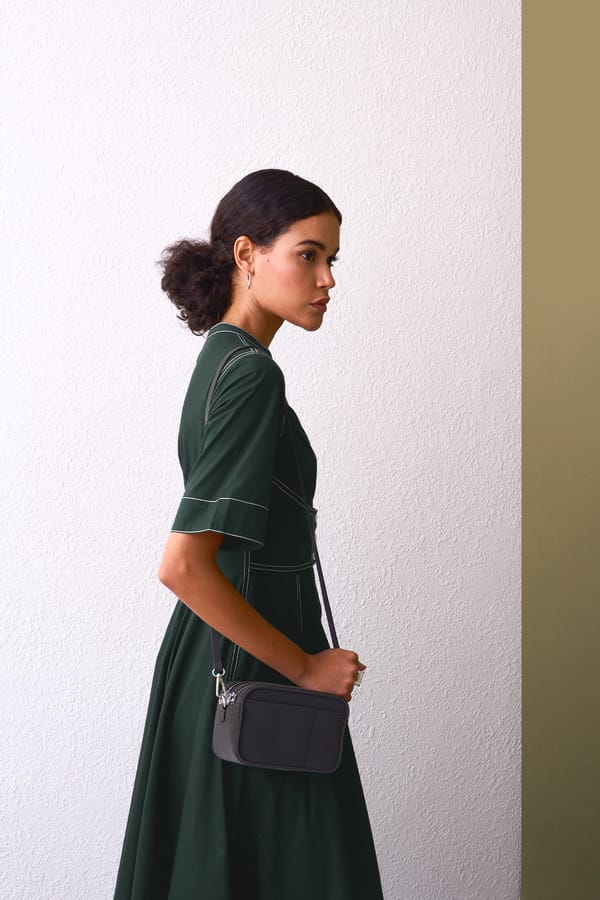 Military Green Cotton Poplin Midi Shirt Dress — NOTEBOOK