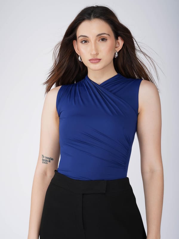 Blue Overlap Bodysuit - Glint Bodysuit (Navy) — Select Staples