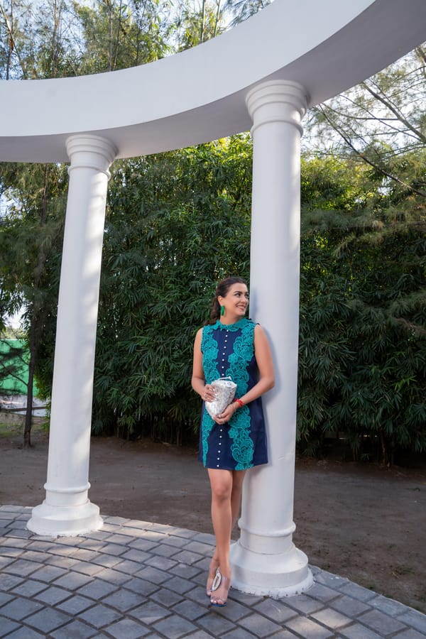 Serena Lacework Dress with Pearl Detailing — AKSH