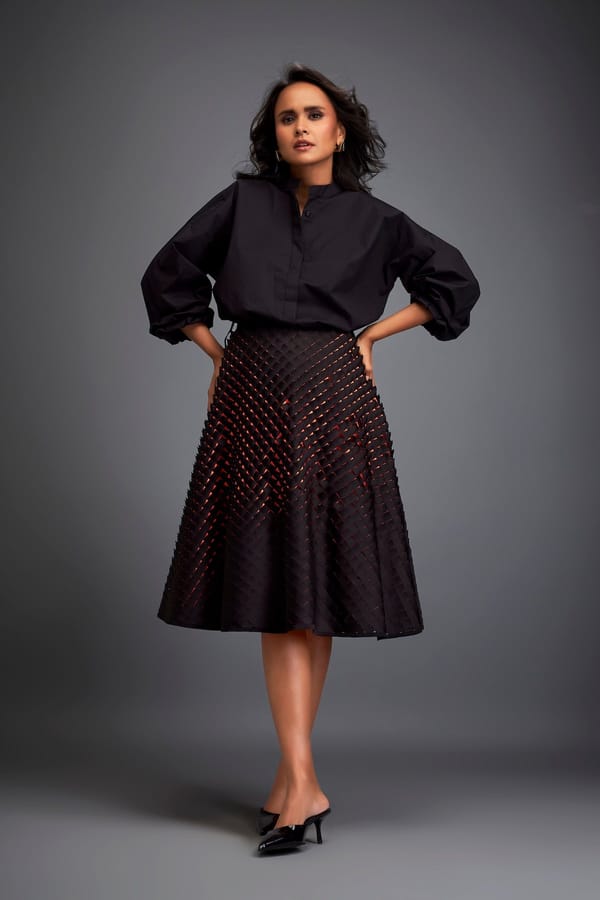 A-Line Skirt with 3D Geometric Pattern — Deepika Arora
