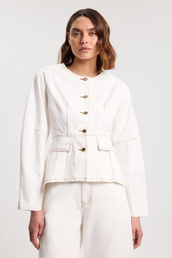 Denim Peplum Jacket — KAREN MILLEN