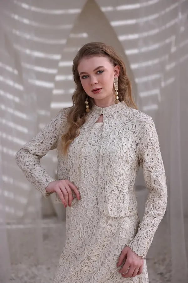 Ivory Hand-Beaded Lace Dress — EDITION II
