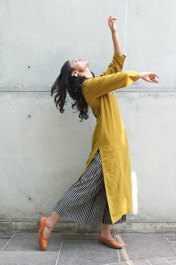 Mustard Kurta and Striped Culottes Cotton Co-ord Set — Vraj Bhoomi