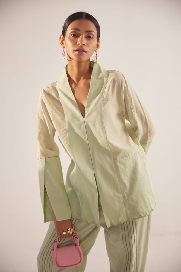 Green Bottom Embroidery Cotton Shirt — Western Era