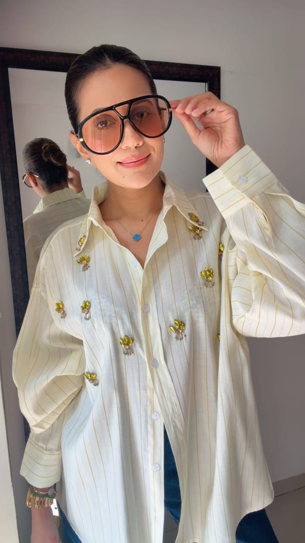 Butter Yellow Stripe Poplin Shirt — CLOSET AFFAIR