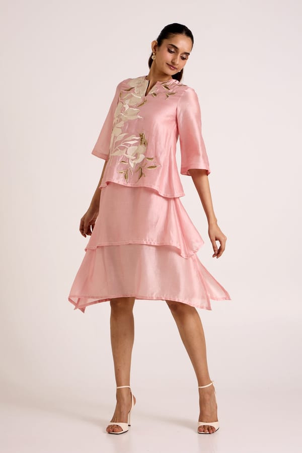 Ice Pink Quinn - Terraced Short Dress — Madder Much