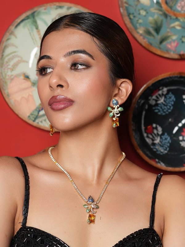 Yellow Stone CZ Sleek Pendant Set — Cao Jewellery