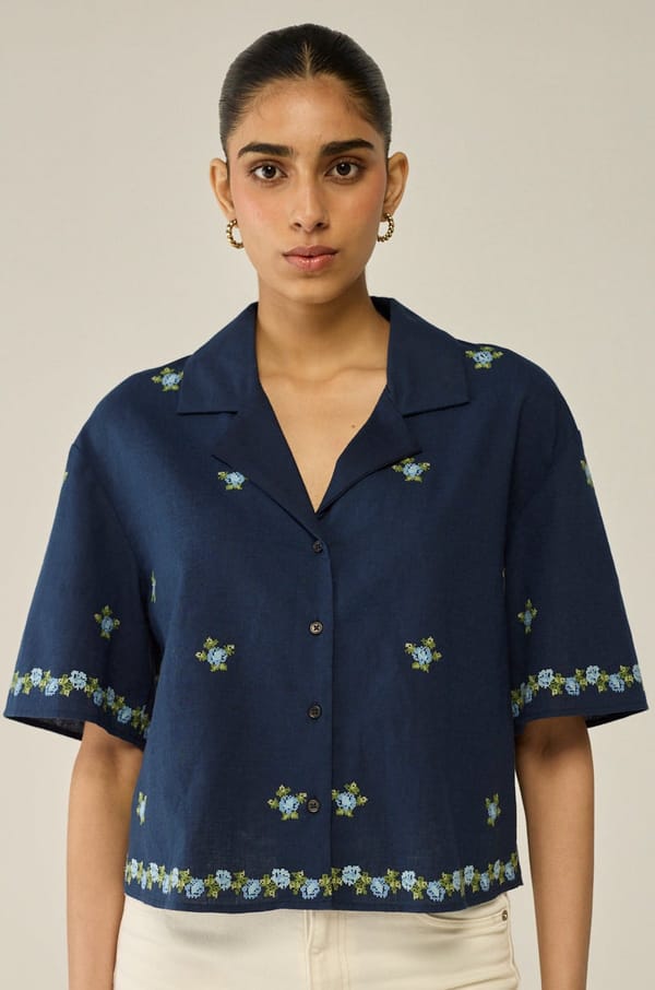 Embroidered Crop Shirt — Move About Effortlessly