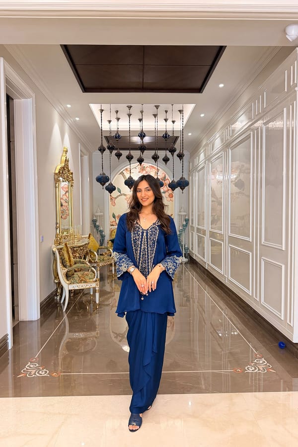 Chandani Neel Hand Embroidered Skirt Set — DAREISS