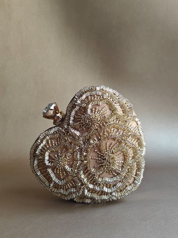 The Floral Heart Bag in Gold — Plode