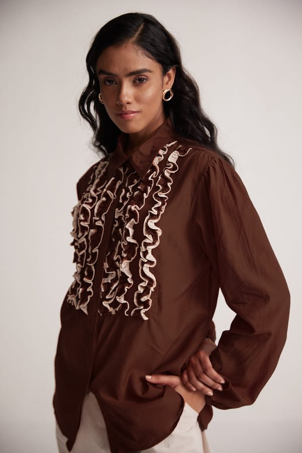 Coco Brown Cotton Full Sleeve Shirt — Western Era