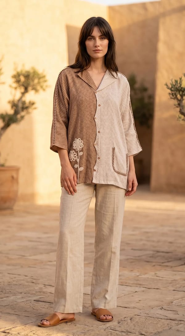 Cotton Jute Colorblock Shirt — Basanti Kapde aur Koffee