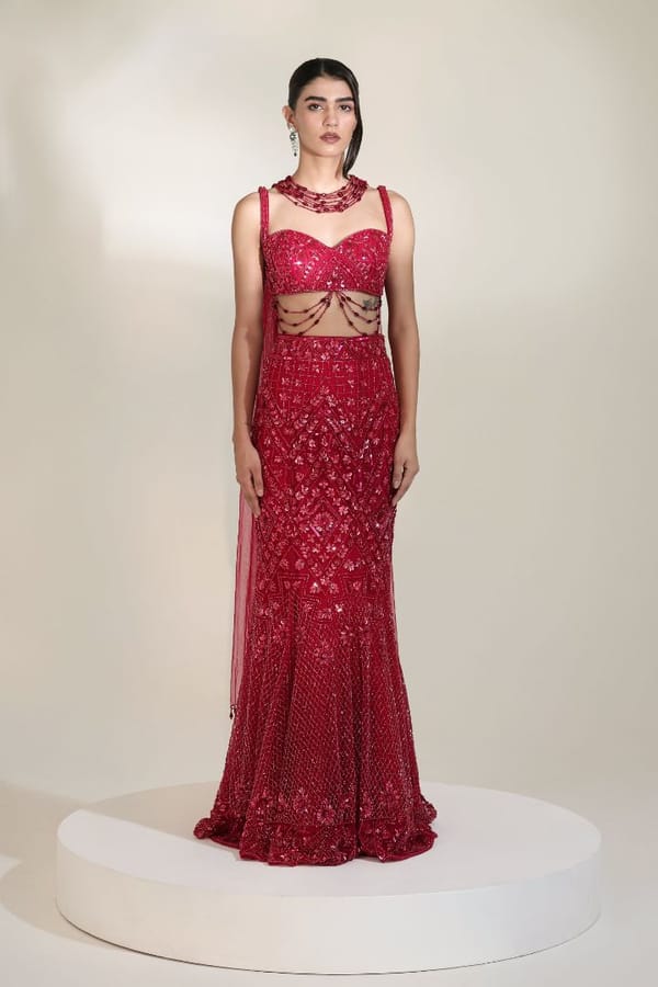 Majesty Mermaid Lehenga Set — LIBAS CAFE