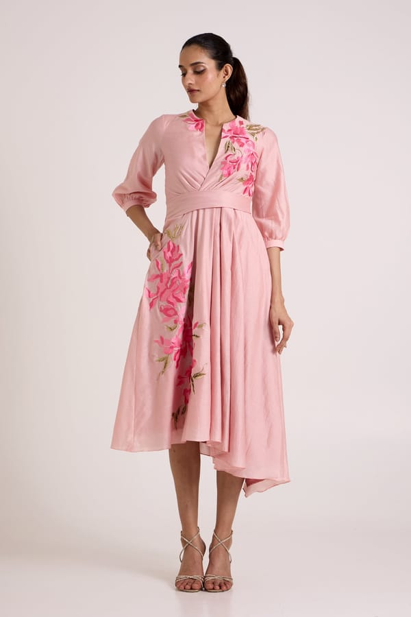 Ice Pink Mezlyn - Pinched Waist Midi Dress — Madder Much