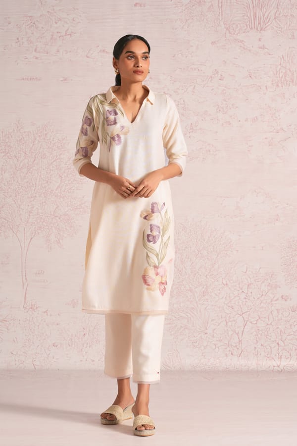 Painted Petals Kurta Set — Kaveri