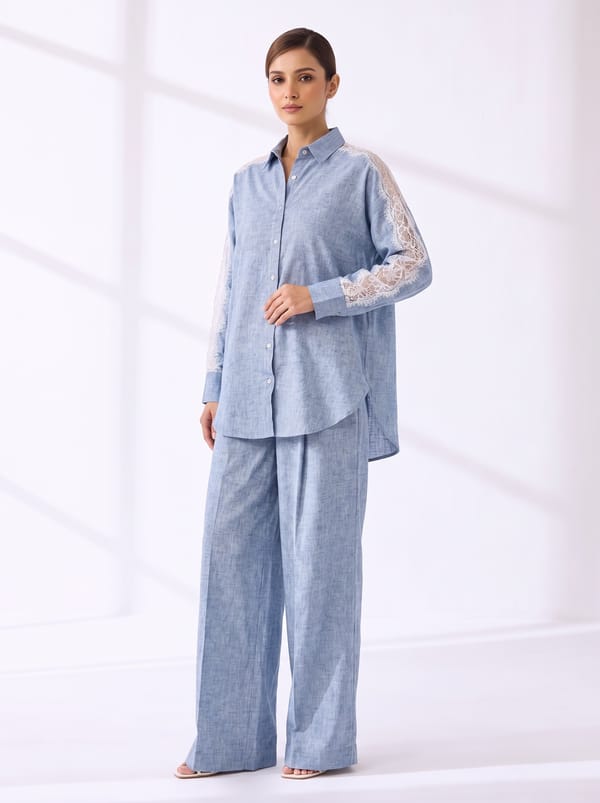 Sky-Blue Linen Shirt — THE LUXURY DRESSING