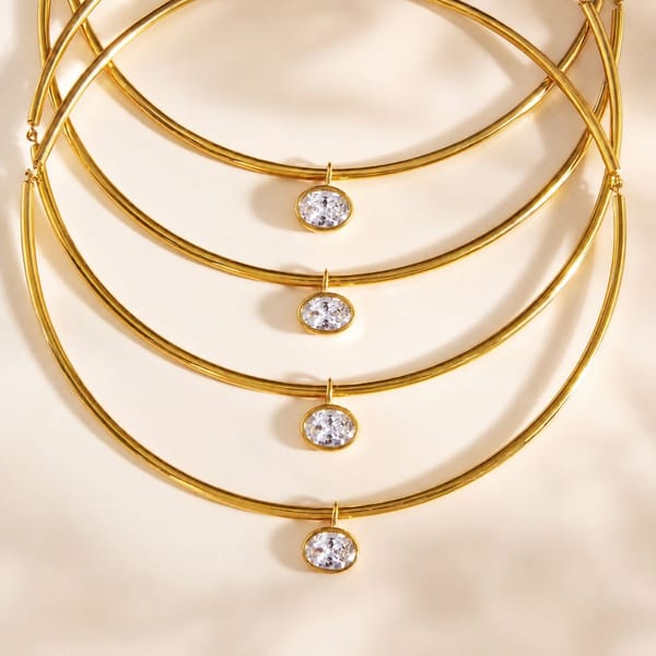 18K Gold Plated Crystal Choker Necklace,Heer — Inaya Accessories