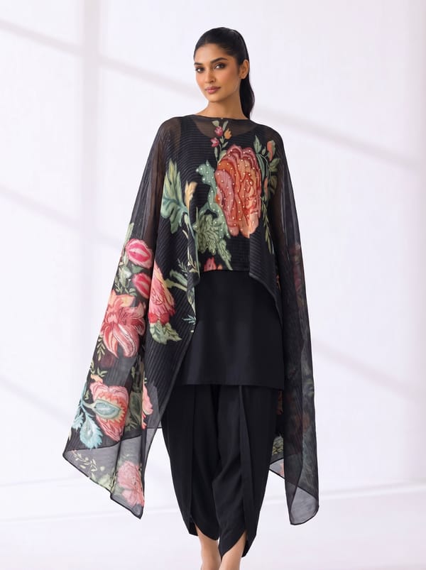 Black Hp Kaftan & Dhoti — PREETI MEHTA