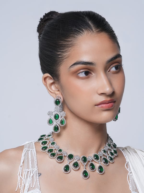 Green Stone AD Necklace Set — Cao Jewellery